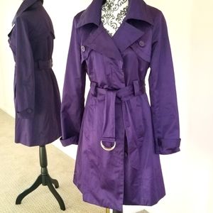 Sugarfly Satin Purple Belted Trench Coat
